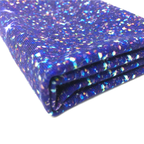 Highly Stretch Oeko-Tex Knitted Fabric Sparkle Digital Print 95% Cotton 5% Spandex Lycra Cotton Cloth Cut Piece In Stock