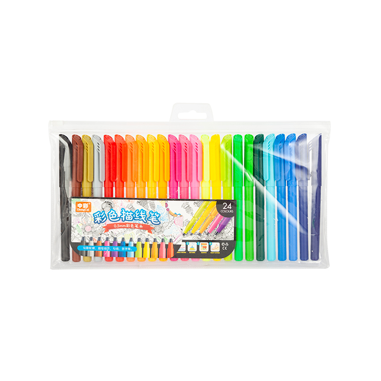 24 Colorful Fineliner Pen Set 0.4mm Fineliner Drawing Colors Pen