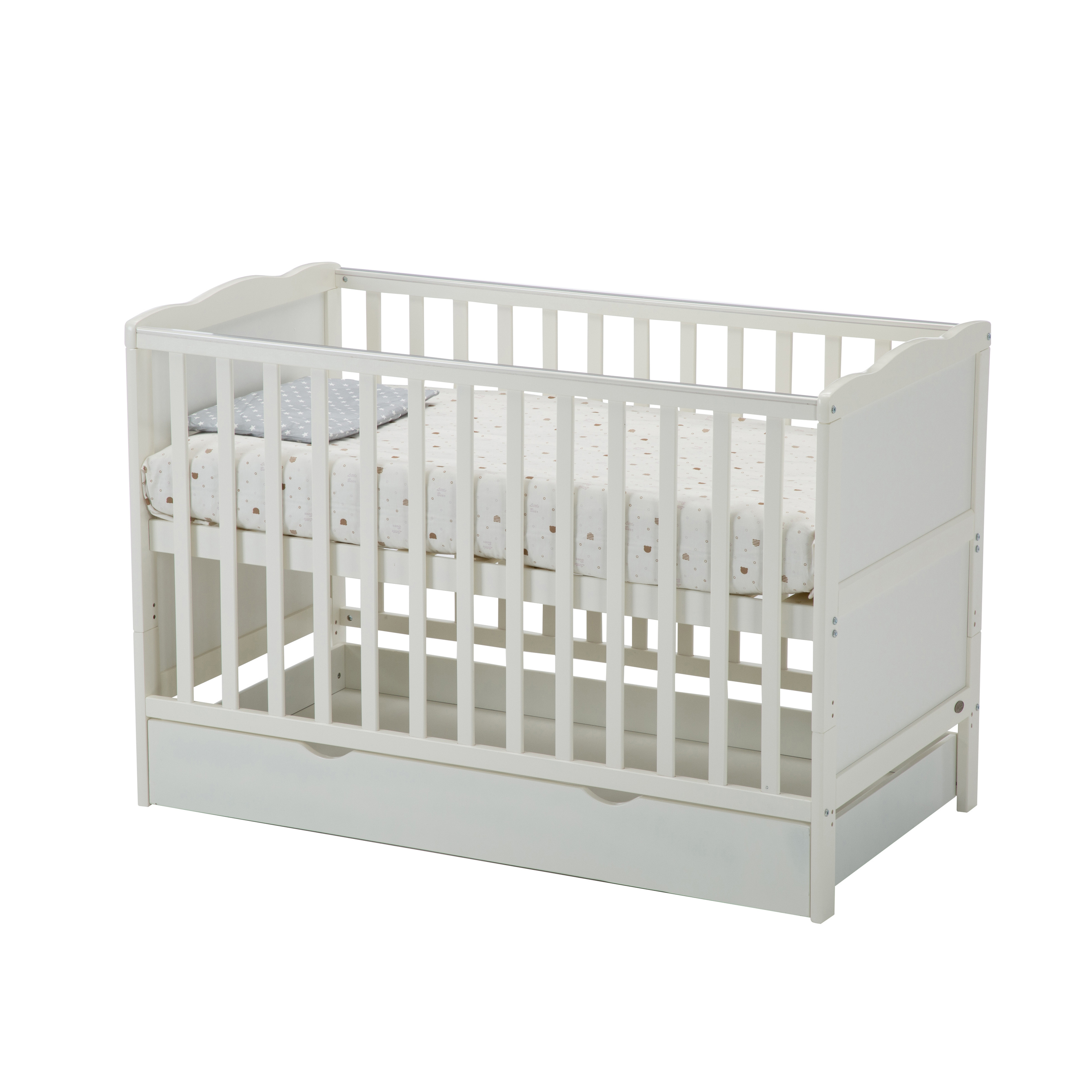 Modern Wooden Design Baby Cot Bed Crib Sleeping Cots with Drawers for Newborn