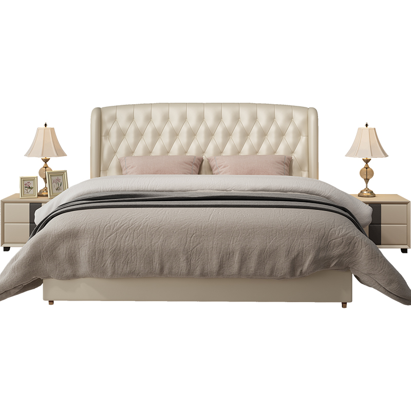Foshan Cheap Bedroom wood furniture Set Upholstered Modern Luxurious King Size single Frame castle glamping Storage Leather Bed