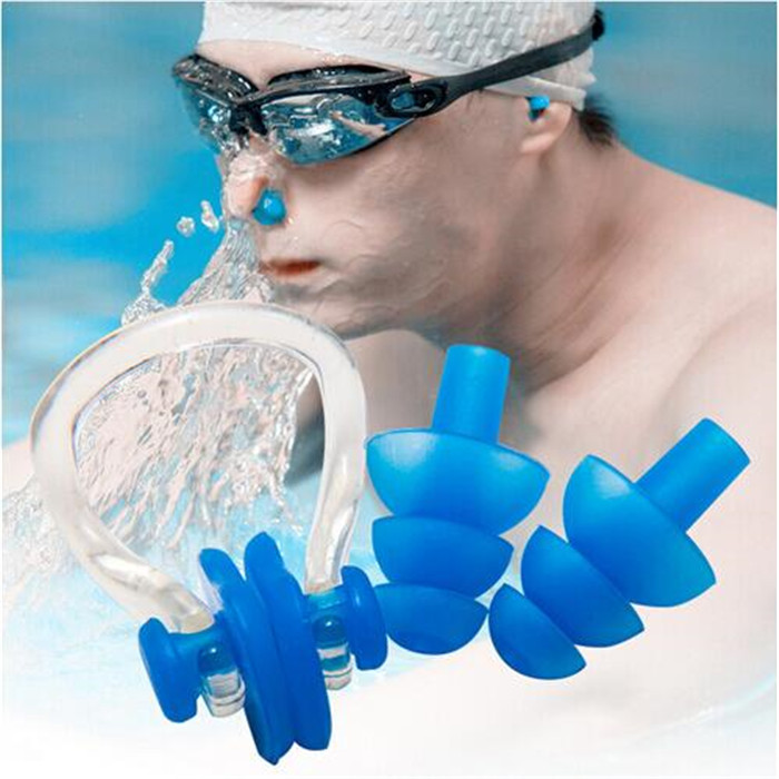 Professional 1 Set Swimming Nose Clip With Earplugs Suit Swim Earplugs soft swimming diving snorkeling nose clip and earplug