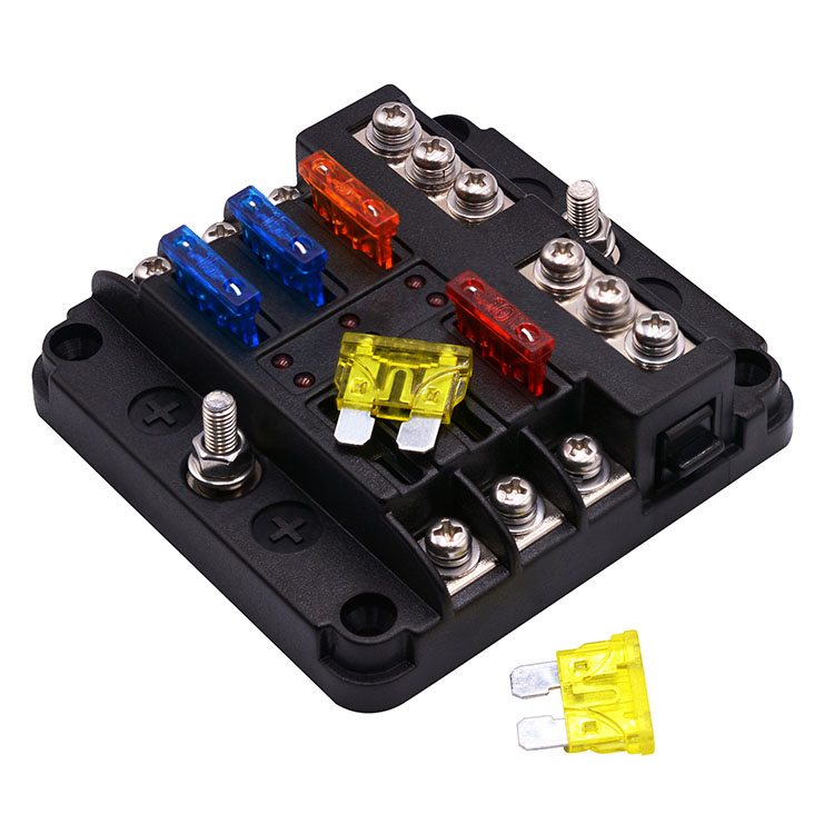 6 Way электрической силовой распределительный щиток предохранителей 12V плавкий предохранитель держатель блока для автомобиля/лодок