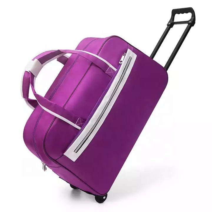 custom made Lightweight durable airport leather trolley travel bag luggage suitcase carry on rolling duffel bag