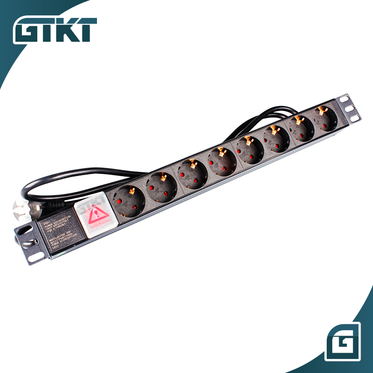 8 way power distribution unit PDU Germany socket rack mount PDU 220V 16A 8 port Euro socket for server rack 1U 19" PDU