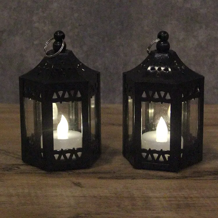 Home decor black moroccan plastic Mini tea light candle holder lantern