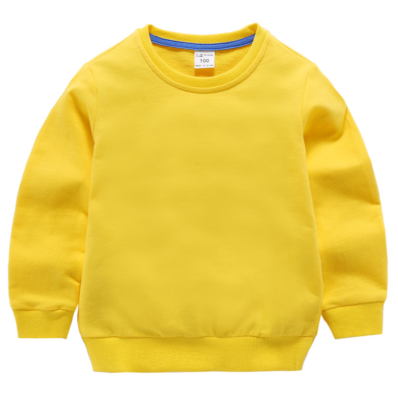 New fall child clothes boys round neck pullover children girls solid long sleeve tops 1000% cotton kids sweatshirt
