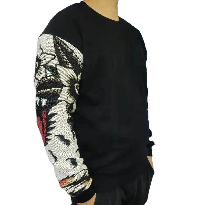 Custom US Size hand made high quality cotton hoodie with patchwork Tapestry sweater pullover hoodies