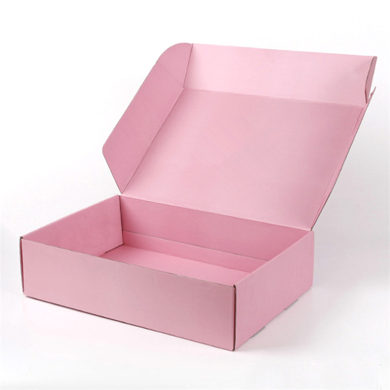 Packaging Recycle Gift Folding Lid Off Paper Corrugated Carton Pink Box For Pack Luxury Mailer