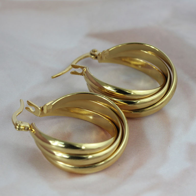 Joolim Jewelry Elegant Twisted Stainless Steel Earring Waterproof Cross Earrings for Women Jewelry