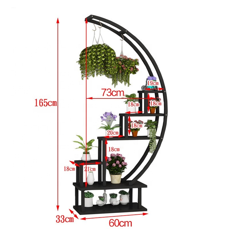 Heart Shaped Circular Multi-Storey Indoor Living Room Balcony Iron Floor Type Flower Pot Shelf Storage Meat Rack