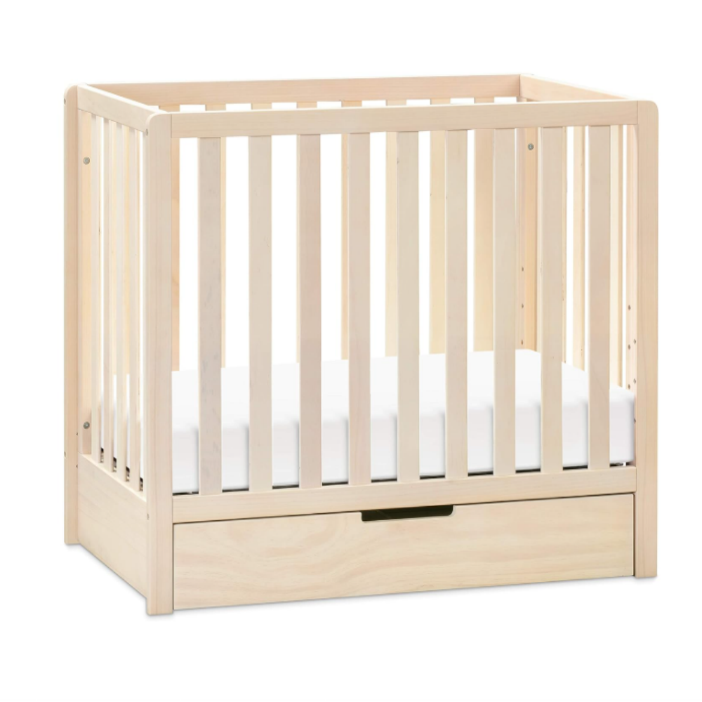 4-in-1 Convertible Mini Crib with Trundle Drawer in White Practical Under-Crib Storage for Kids Crib Set