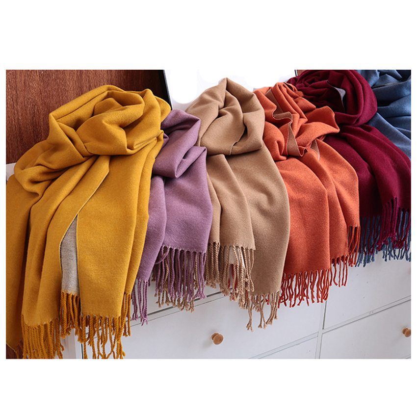 Winter ladies cashmere shawl thick warm tassel cloak shawl Cashmere warm shawl double-sided scarf