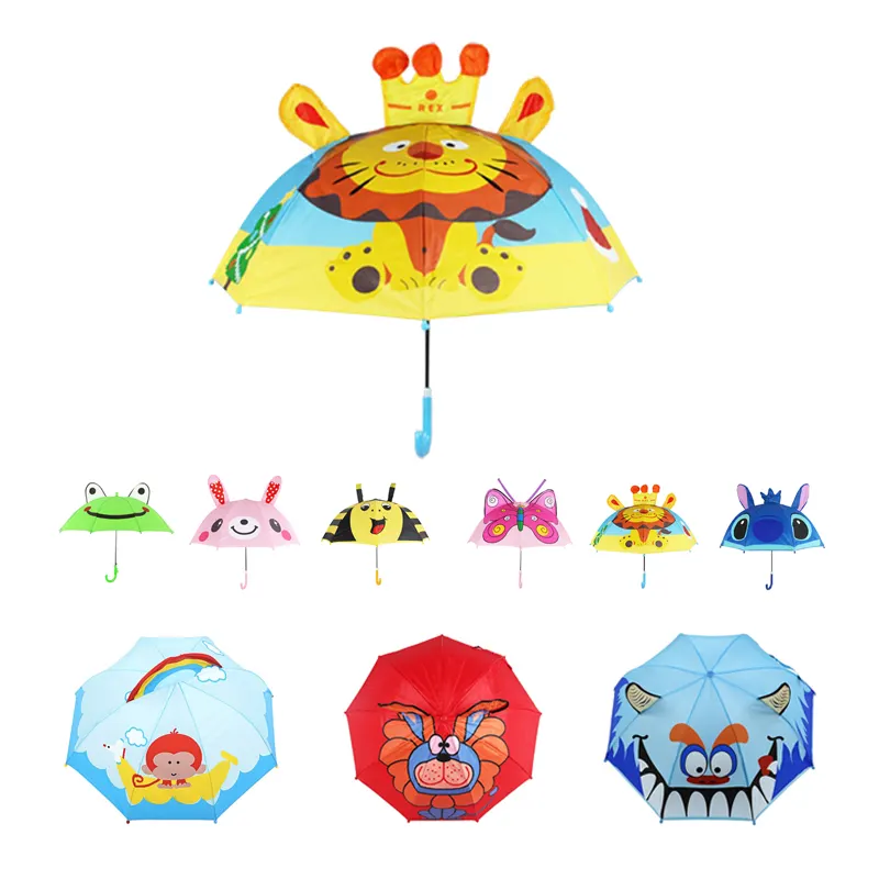 2022 Lovely Cartoon Umbrella Kid Creative 3D Model Ear Child Umbrella With Plastic Handle Small Umbrella For Kids