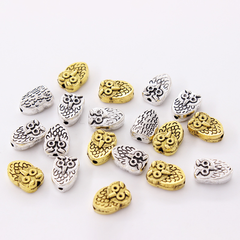 diy alloy jewelry accessories loose ancient silver owl beads used for jewelry making materials