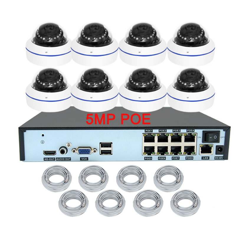 8 портов dvr анти вандальная безопасности ip камера с аудио запись видеонаблюдения дома 5MP 8CH POE NVR системы видеонаблюдения ip цена cctv наборы