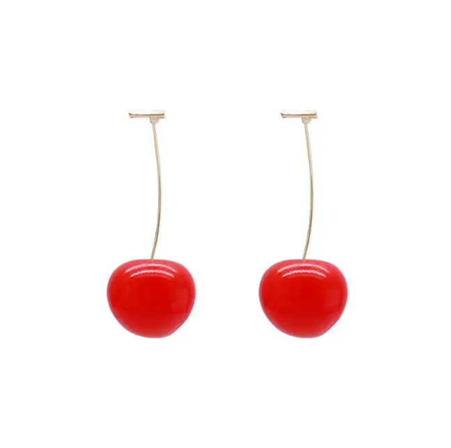 Spring Cute Red Cherry Earrings sweet chelizi Earrings Korean acetate Earrings Jewelry women's long style