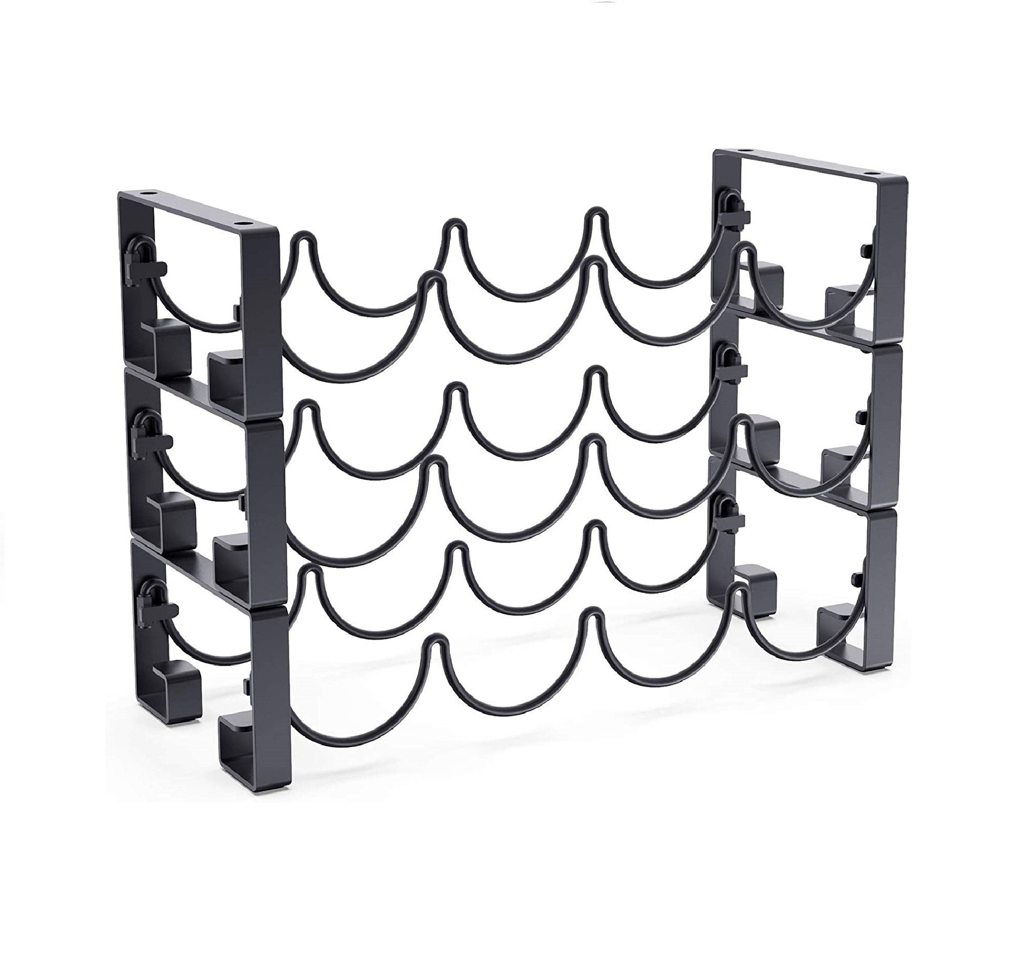 Countertop metal stackable black wine bottle holder storage wine racks for home decor