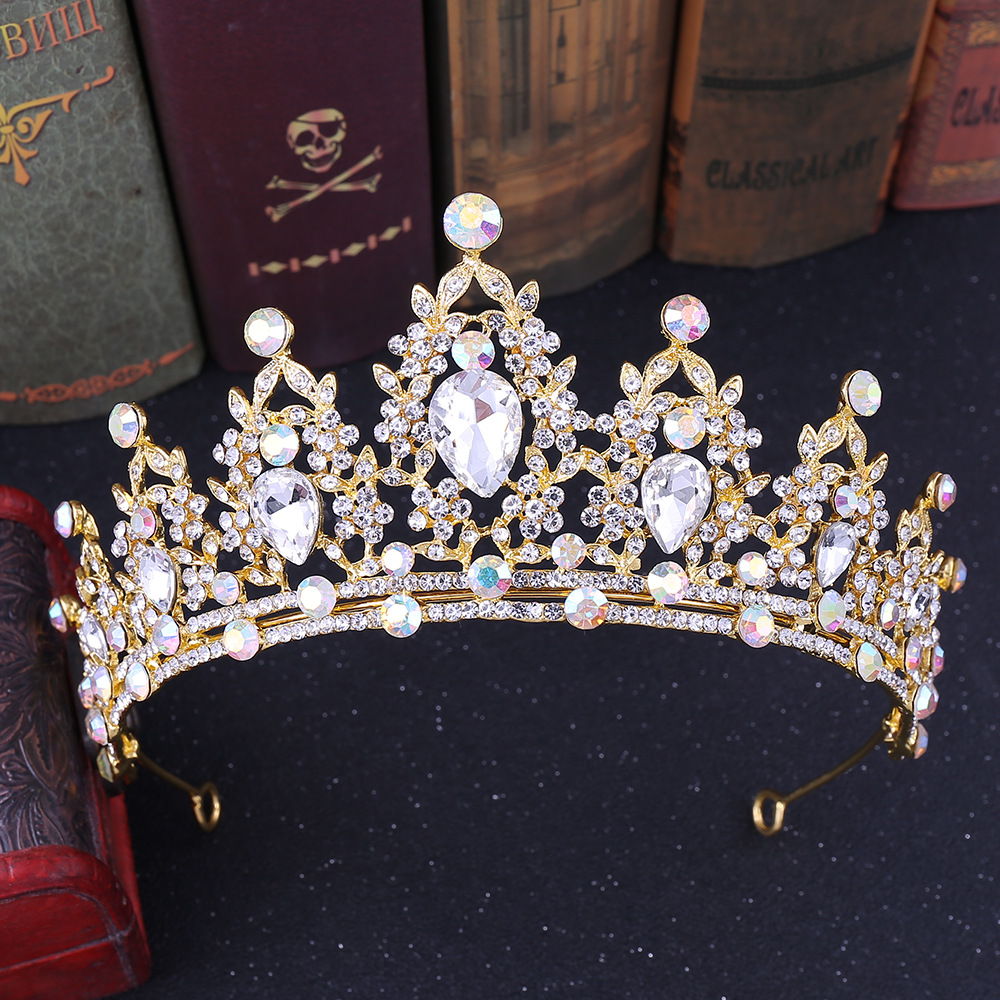 Bridal headdress white crystal handmade bridal princess crown wedding dress accessories
