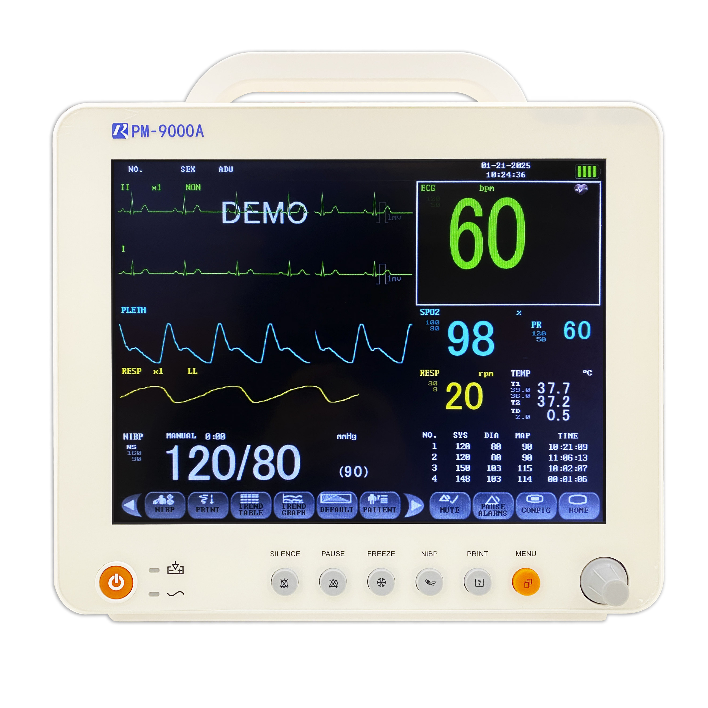 Multiparameter 12.1inch Vital Signs Patient Monitor for Veterinary Animal Clinic