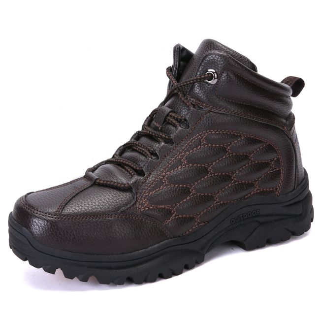 2021 Winter High-top Plus Velvet Warm Outdoor Leather Climbing Men's Shoes Comfortable Casual Hiking Shoes