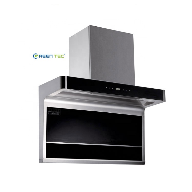 Filters With Led Wall-mounted Super Suction Power Smart Touch European Style Side Suction Light And Thin Stainless Range Hood