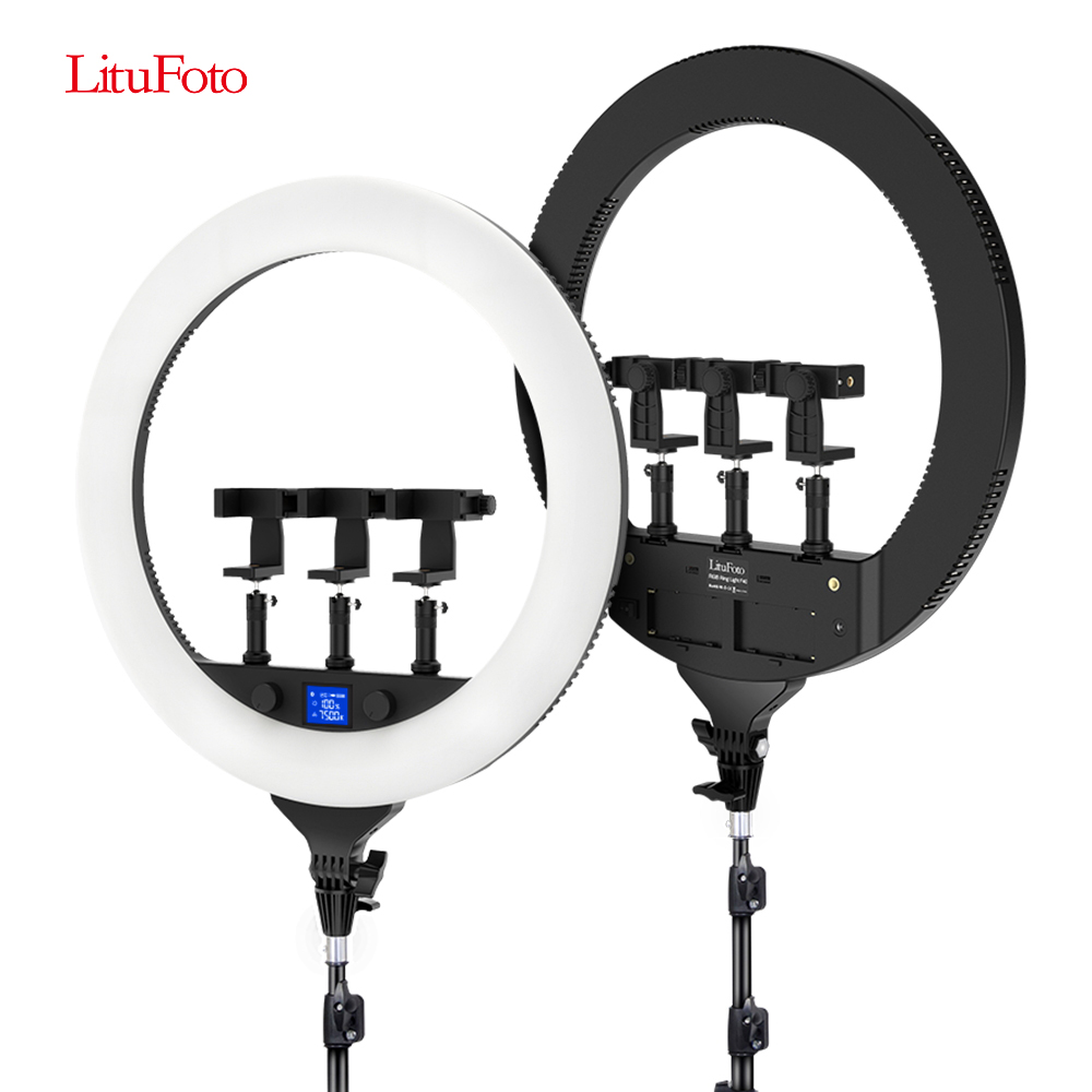 LituFoto F40 Hot Sale Dimmable 3200-7500K Phone Holder Portable Photography Desktop USB Charge Led Ring Light