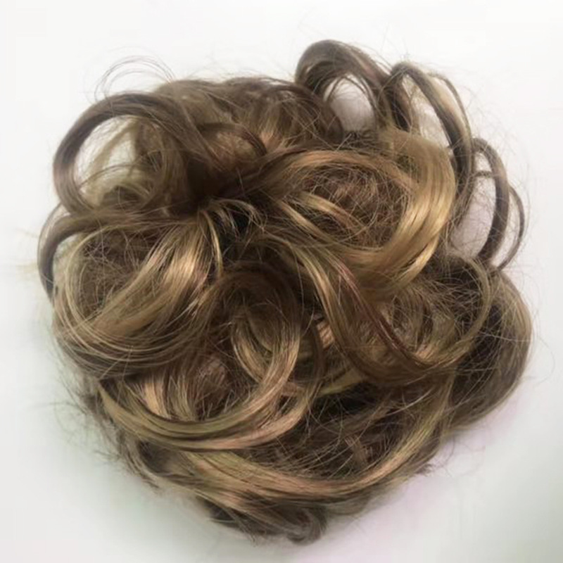 Best Selling Real Curly Messy Bun Synthetic Hair Chignon Scrunchie Hair Extension Donut Bun Ponytail Hairpiece feels real hairs
