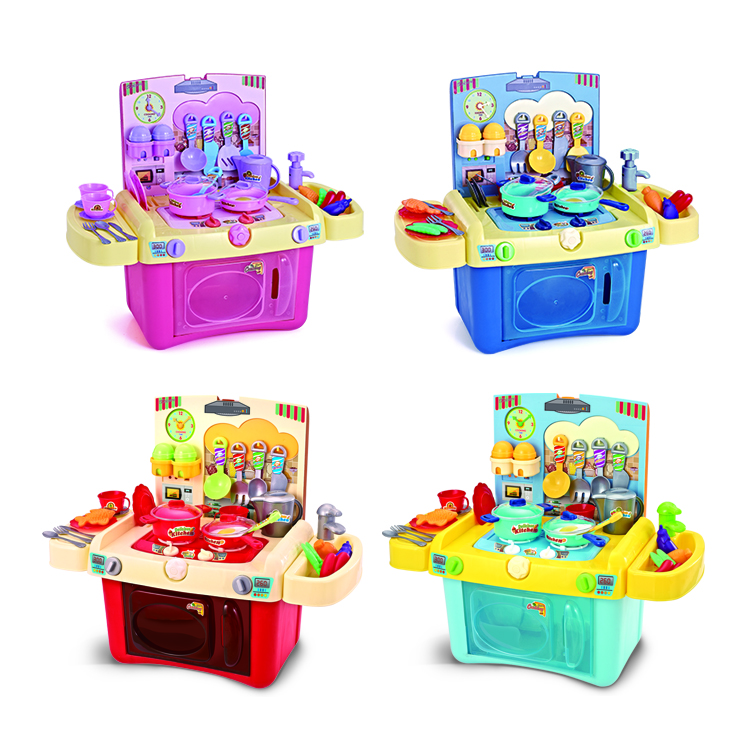 35pcs Classic design Girls Playing House Toy Kitchen Pretend Toy Set with Music Plastic toys