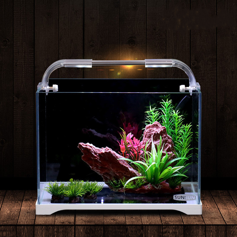 amazon top seller best-selling small medium-sized super white glass ecological grass sitting room fish tank aquarium tanks