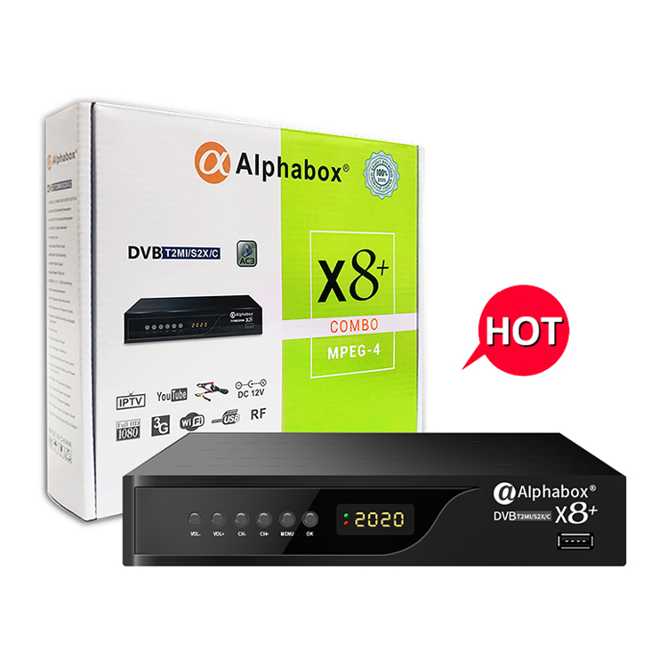 Alphabox X8 + телевизионный ресивер цифрового DVB T2 S2 Спутниковое ТВ Декодер ACDC комплект компьютерной приставки к телевизору