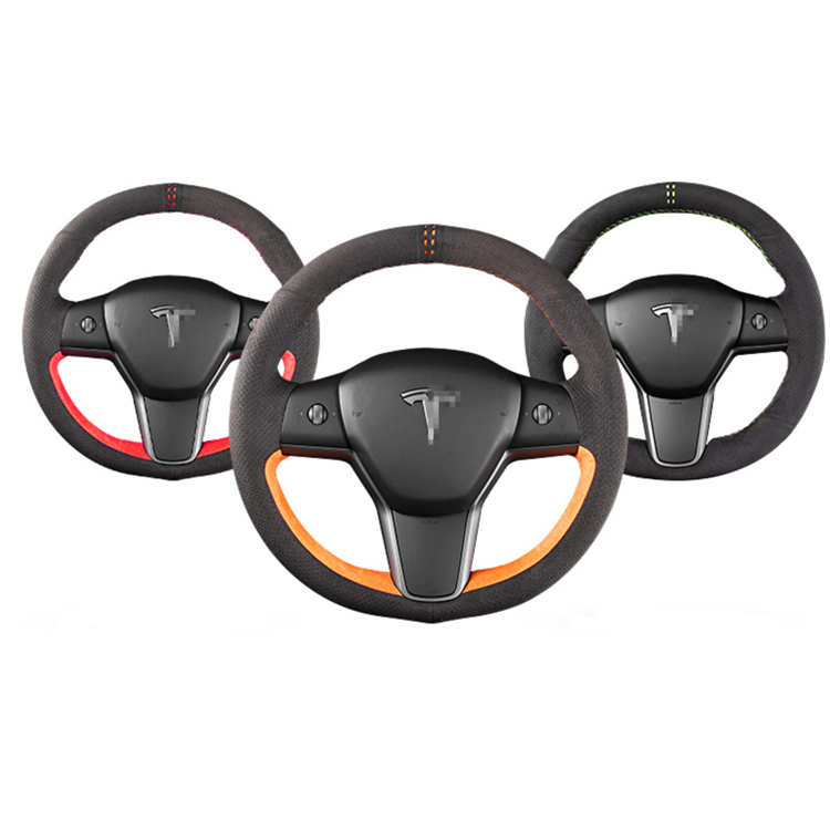 Новинка, модные Плюшевые Чехлы для руля Tesla Model 3 Y из натуральной кожи, ручная работа