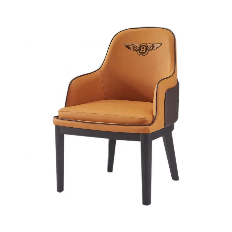 Luxury Modern Home Furniture Solid Wood Restaurant Comfortable Lounge Leather Dining Chair