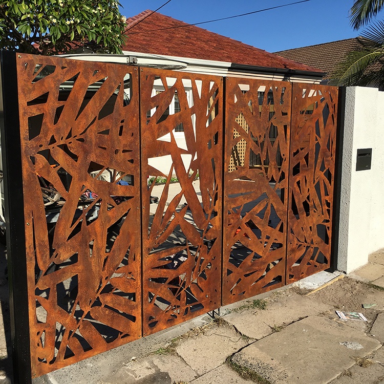 Лазерная резка экрана corten стальной материал металлический дверной экран corten стальной фасад