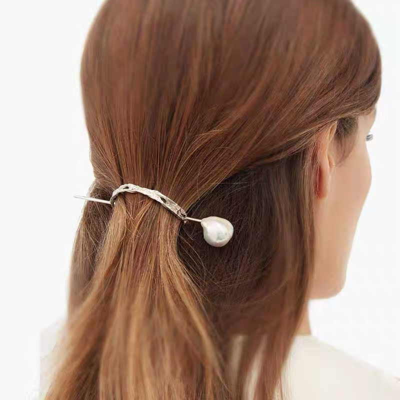 French Girls Metal Hair Pin Fork Temperament Artificial Pearl Hair Pins Women Hair Jewelry