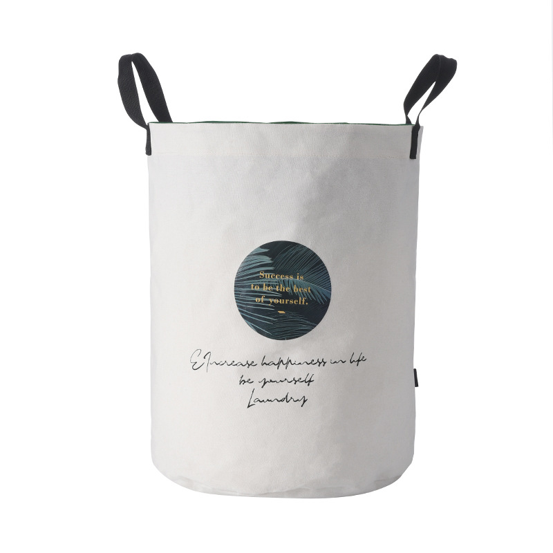 Fashion Folding Round Printed Collapsible Canvas Fabric Storage Bin Laundry Dirty Clothes Basket For Clothing Quilt Toy Organize