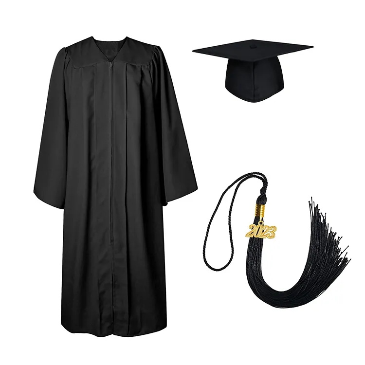 Graduation Gown Mondon High School Adult Black Matte School Graduation Caps And Gowns