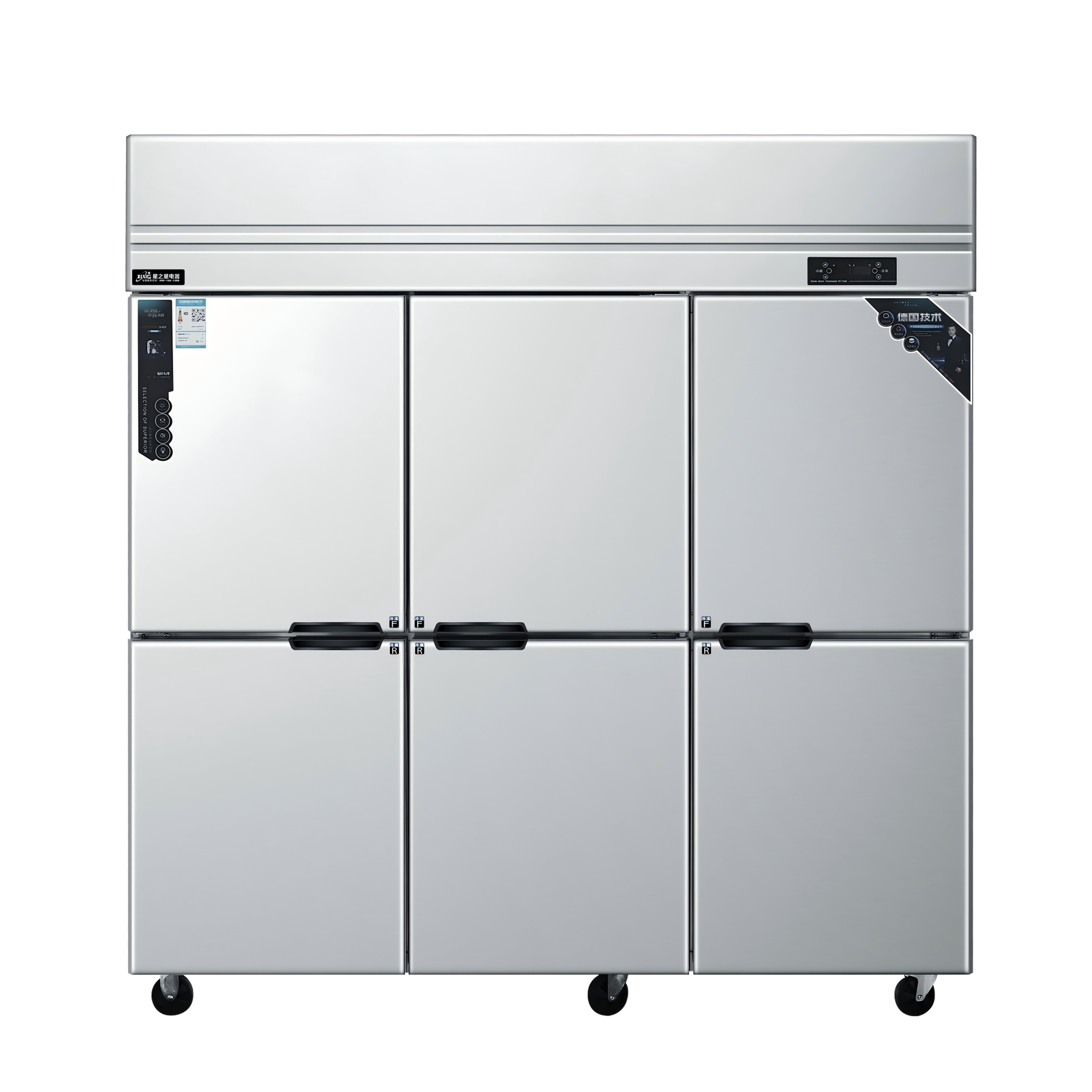Large Capacity 4/6 Door Commercial Kitchen Freezer Single-Temperature Air Cooling Frost-Free Refrigeration Equipment