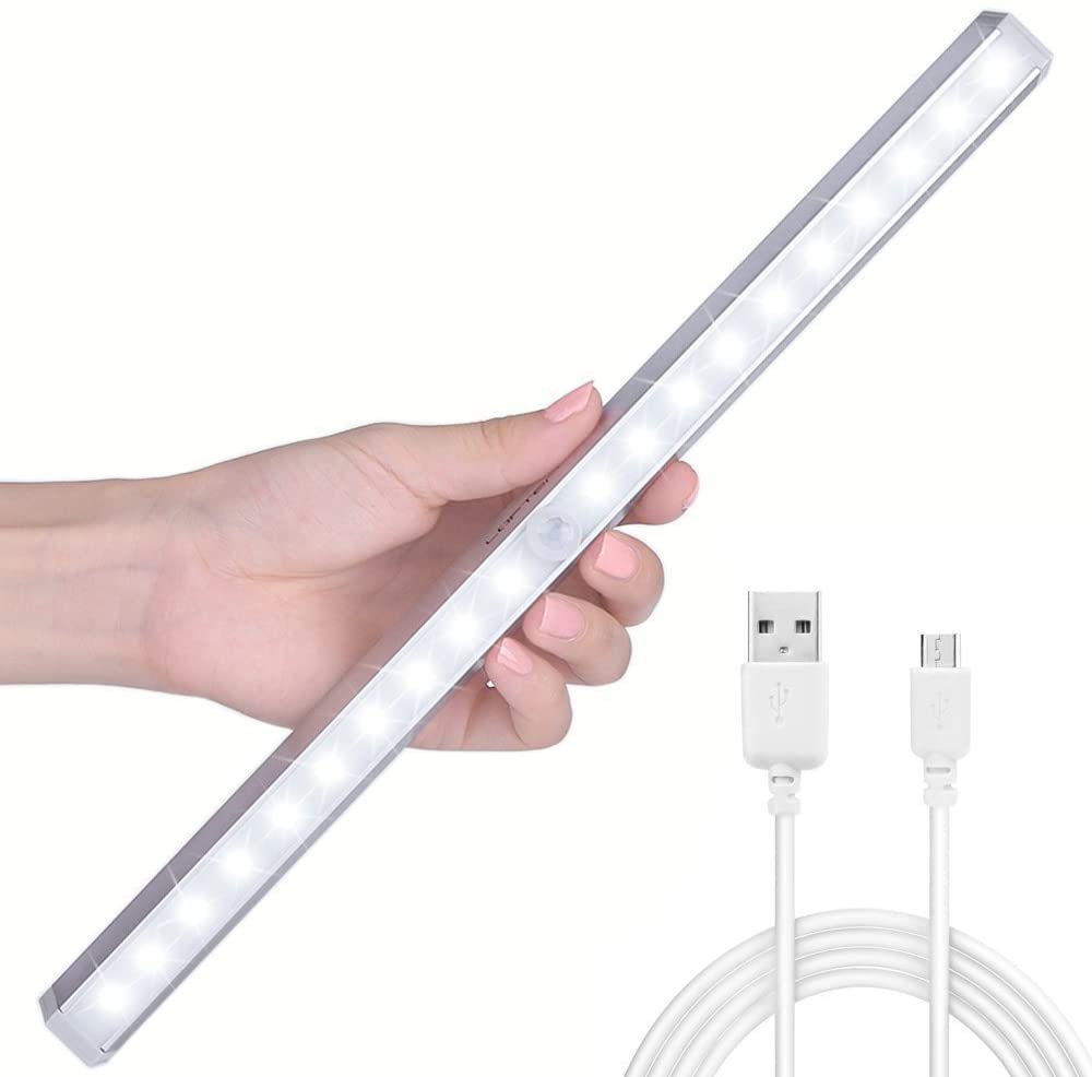 Недорогой светодиодный светильник для шкафа, USB Перезаряжаемый светильник для шкафа с датчиком движения, светильник для шкафа с магнитной полосой