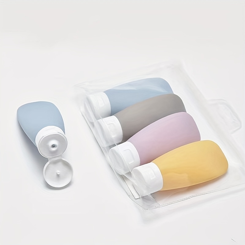 4pcs/set Portable Silicone Travel Bottle Set Refillable Cosmetic Containers for Toiletries Squeezable Traveling Skincare Bottles