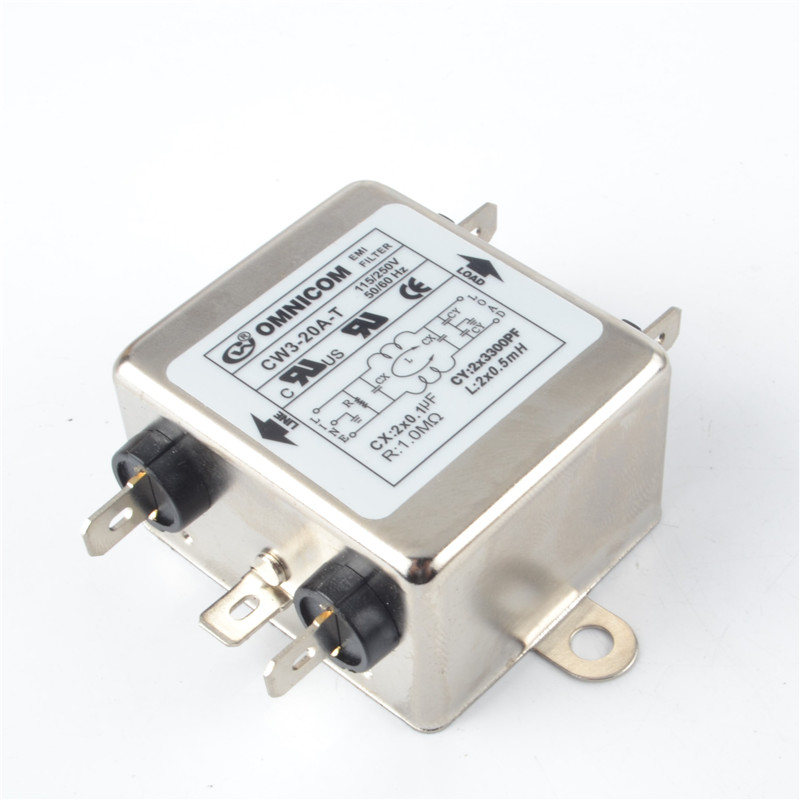 115V/250V 20A переменного тока однофазный EMI фильтр CW3-20A-T