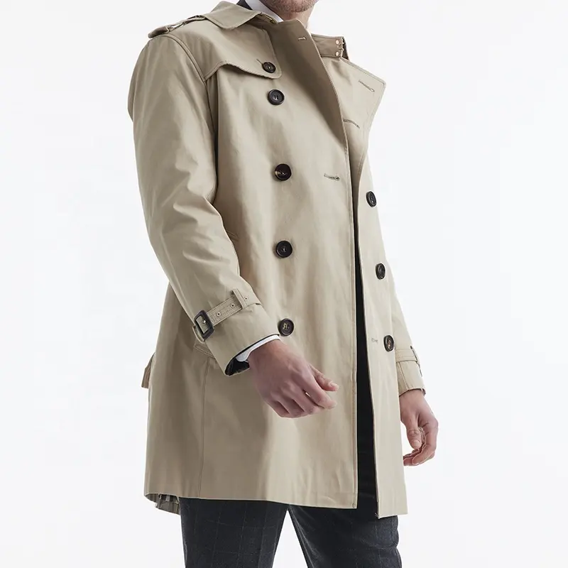 New Coat Slimming Men's Medium Long Trench Coat Breathable Fashionable Trench Coat