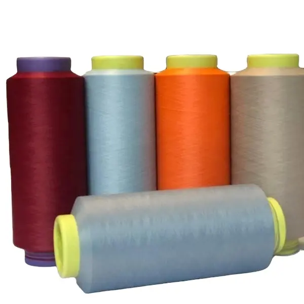 Polyester embroidery thread dty 150D 48F Semi dull Nim dope dyed color yarn for knitting