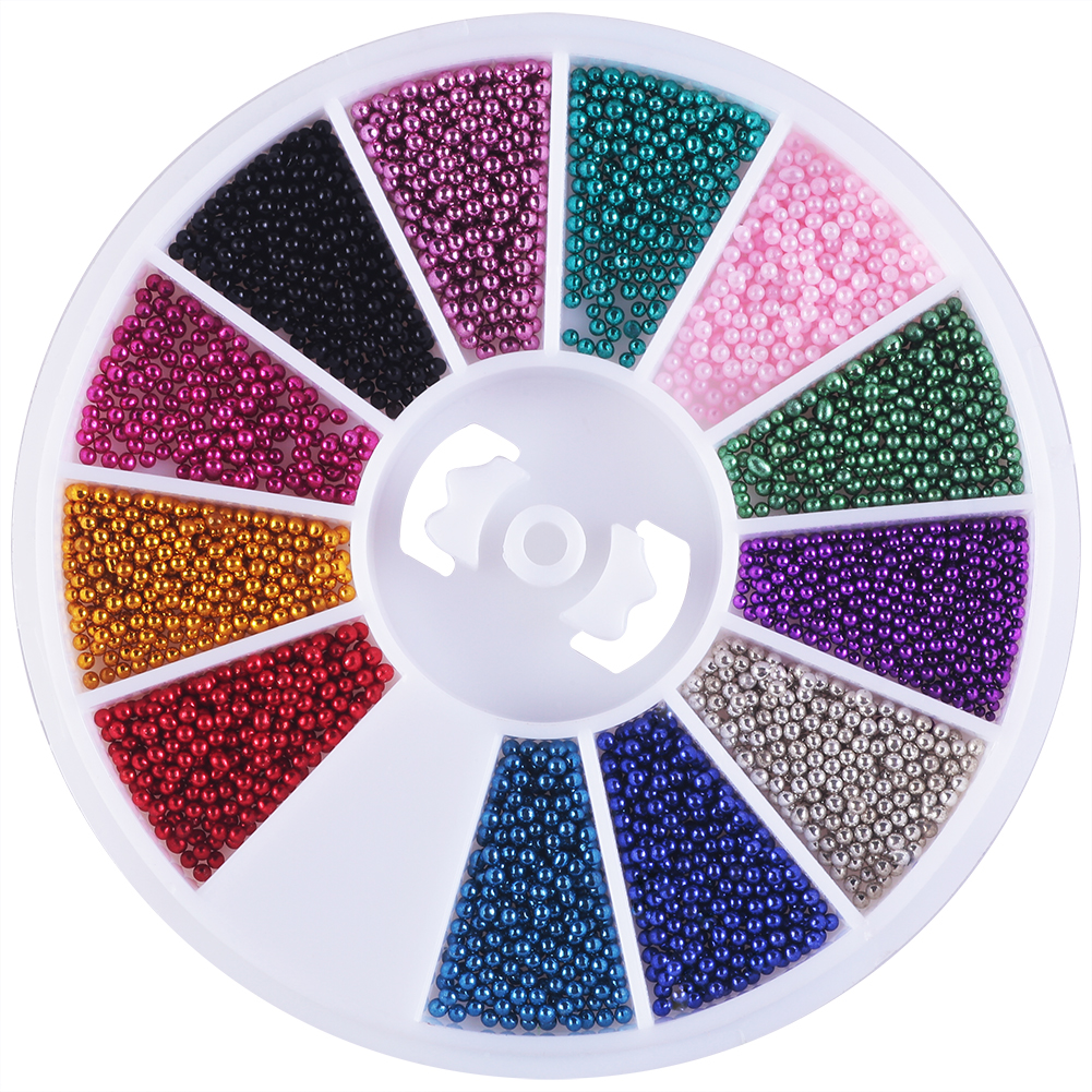 COSCELIA 12 Colors Micro Beads Decoration Rhinestone Wheel for DIY Nail Beauty