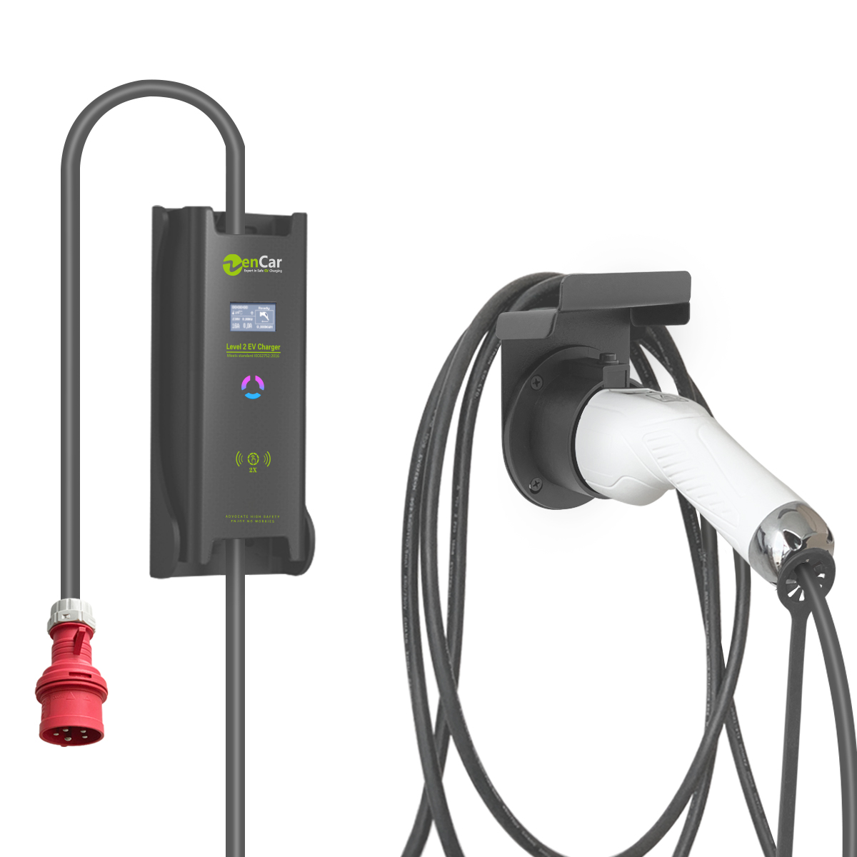 TUV Zencar evse ev зарядный Уровень 2 16 А 11 кВт Тип 2 Wallbox EV зарядная станция с красным разъемом CEE ev
