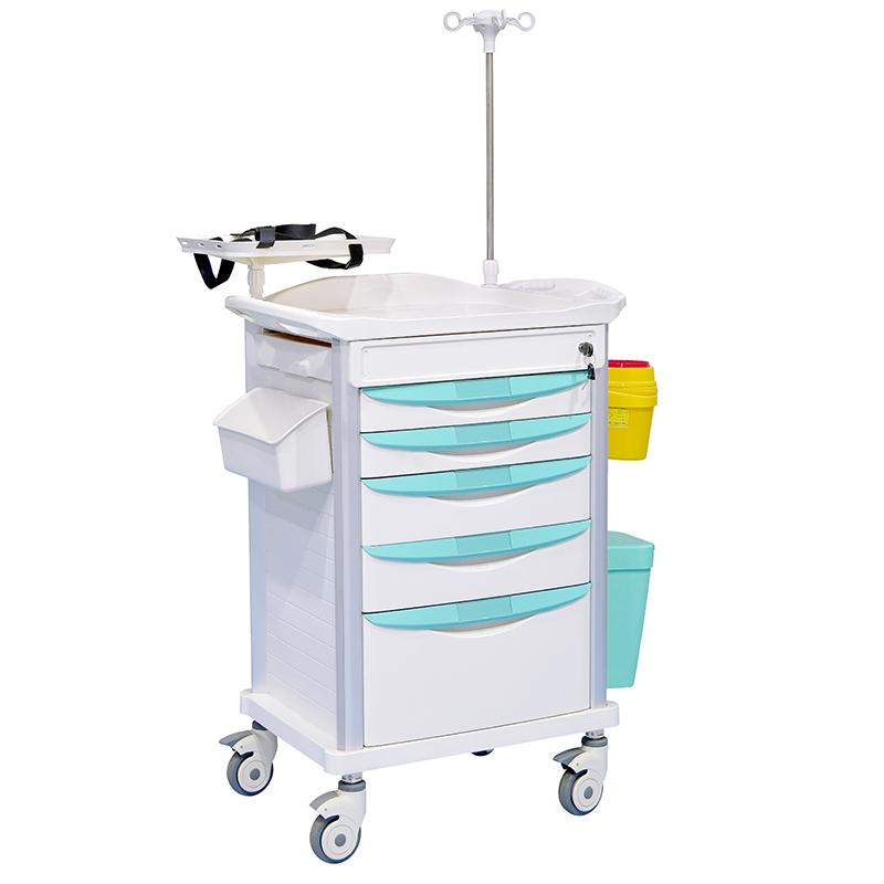 Stainless Steel Hospital ABS Emergency Trolley Large Capacity Drawers Medical Cart Medical Trolley