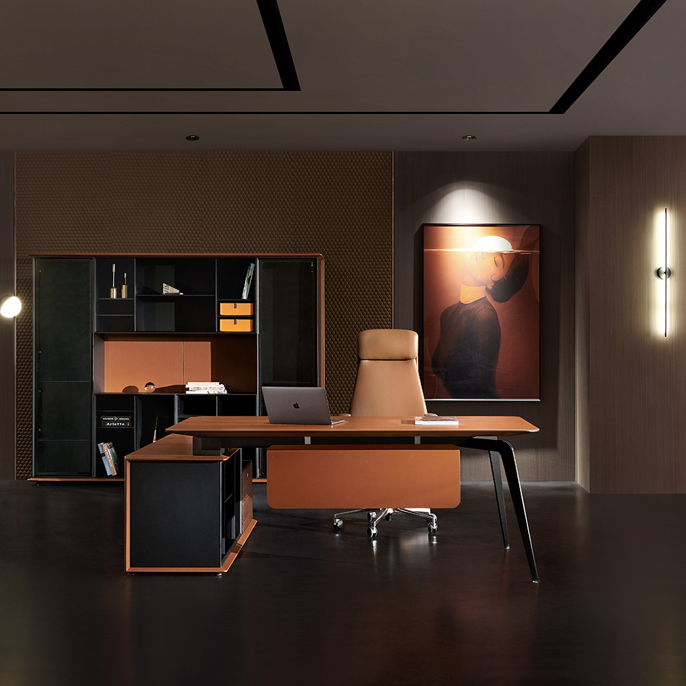 Luxury Manager Leather Brown High End Boss Ceo Luxury Commercial Furniture Modern Office Tables