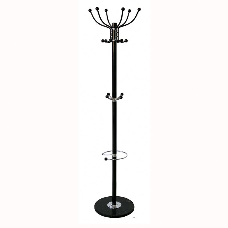 Hot sale Living Room Furniture Black spray Hooks Stand Hangers With marble base high quality coat rack