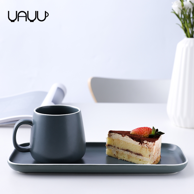 Hot sale nordic style matte gray breakfast dinner ware set / ceramic dinner set for one person