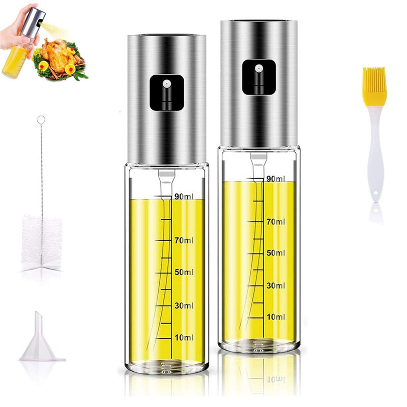 Oil Sprayer Set with Brush/Funnel Spray Bottle Pump Alcohol Sauce Vinegar Olive Oil Sprayer for Cooking Salad BBQ Kitchen Tools