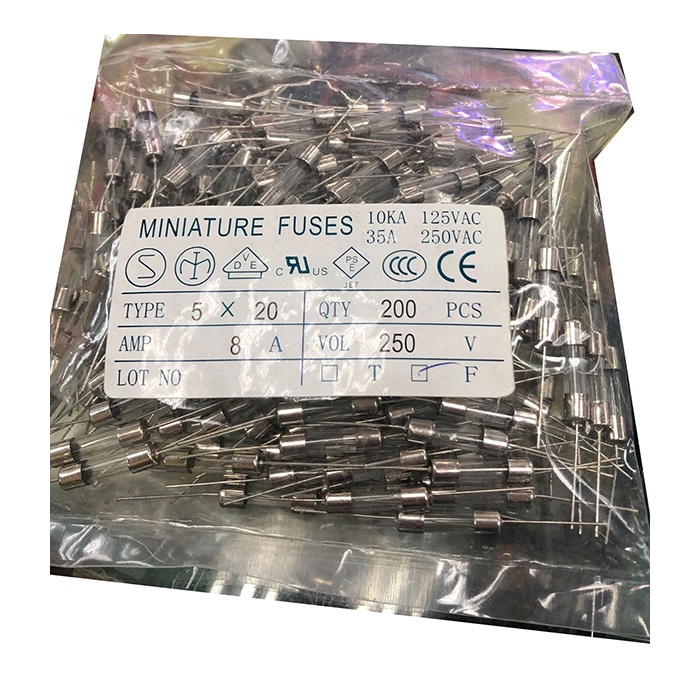 Миниатюрные предохранители с проводом 5x20, 15 А, 10 А, 2 А, со штифтом
